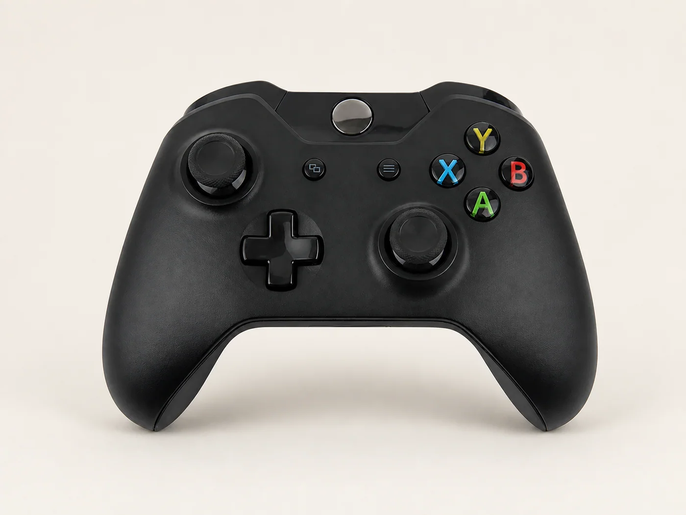 Black CHASDI gaming controller on a warm studio background